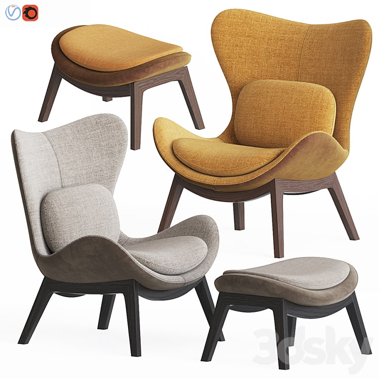 Calligaris lazy Armchair & Pouf Set