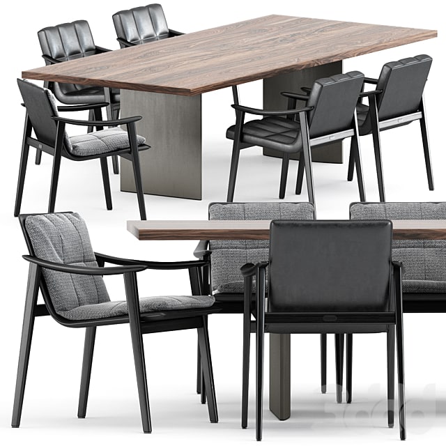 FYNN chair and LINHA DINING TABLE 4 by Minotti W: 61 cm x D: 63 cm x H: 82 cm Hs: 48 cm