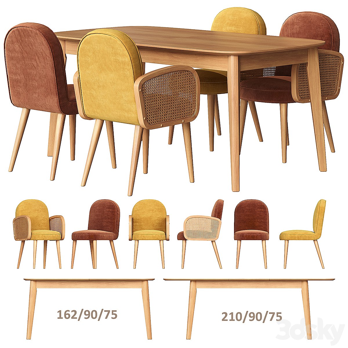 Biface Buisseau La Redoute Table and Chairs