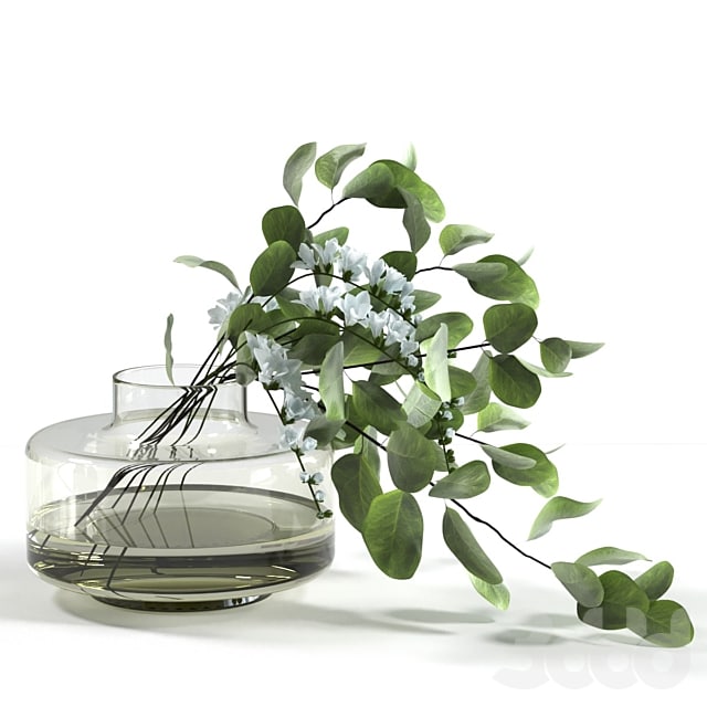 Bouquet with freesias and eucalyptus