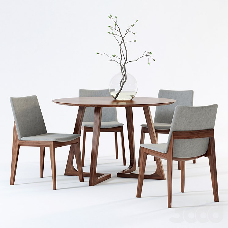 Scandinavian Designs Fuchsia Dining Chair & Cress Round Dining Table