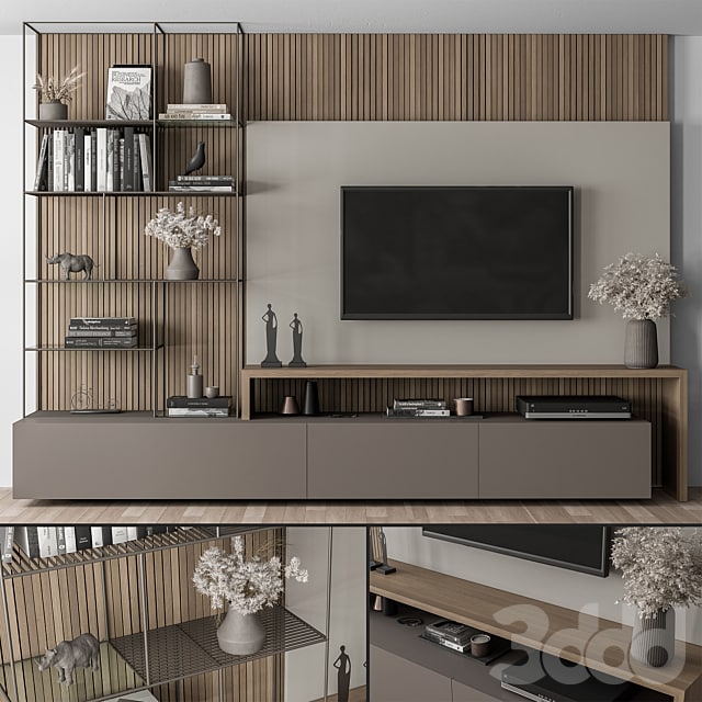 TV Wall Black and Wood - Set 36