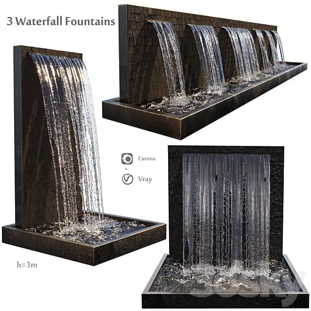 Waterfall fountains cascade