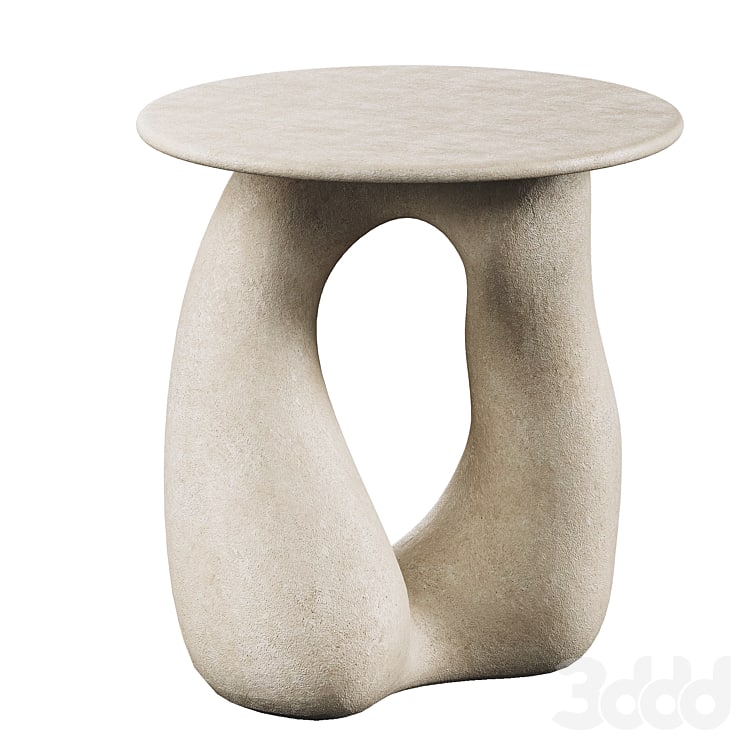 Hand-carved sandstone Gabrielle side table by Hermine Bourdin