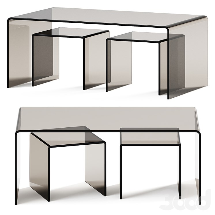 Coffee Table set Clear Club by Kare Design / Glass table