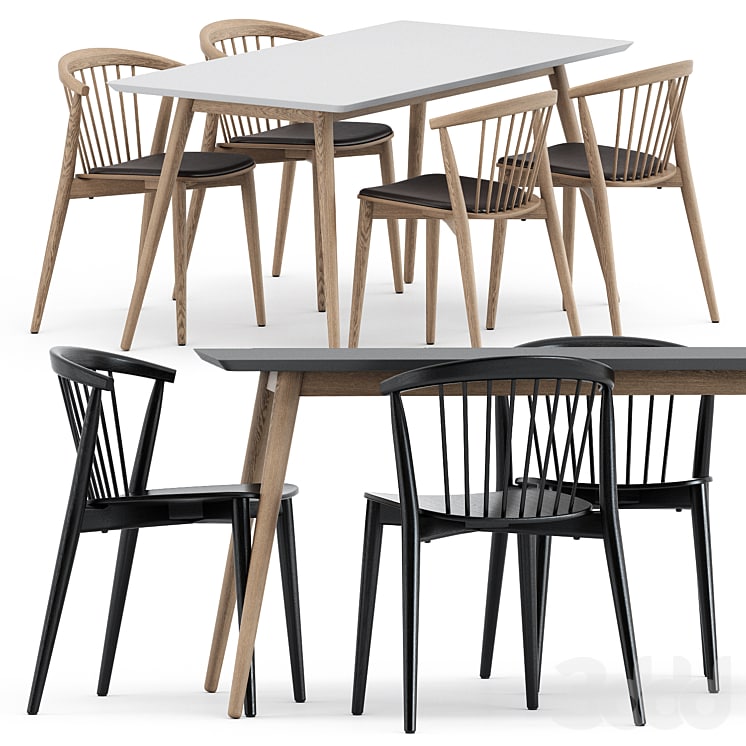 Newood light chair by Cappellini and Tell Dining Table by Bloomingville