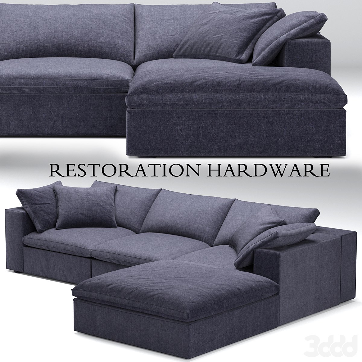 Restoration Hardware Cloud Modular blue sofa