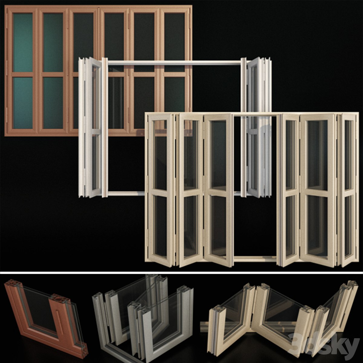 Folding stained Glass Aluminum Doors