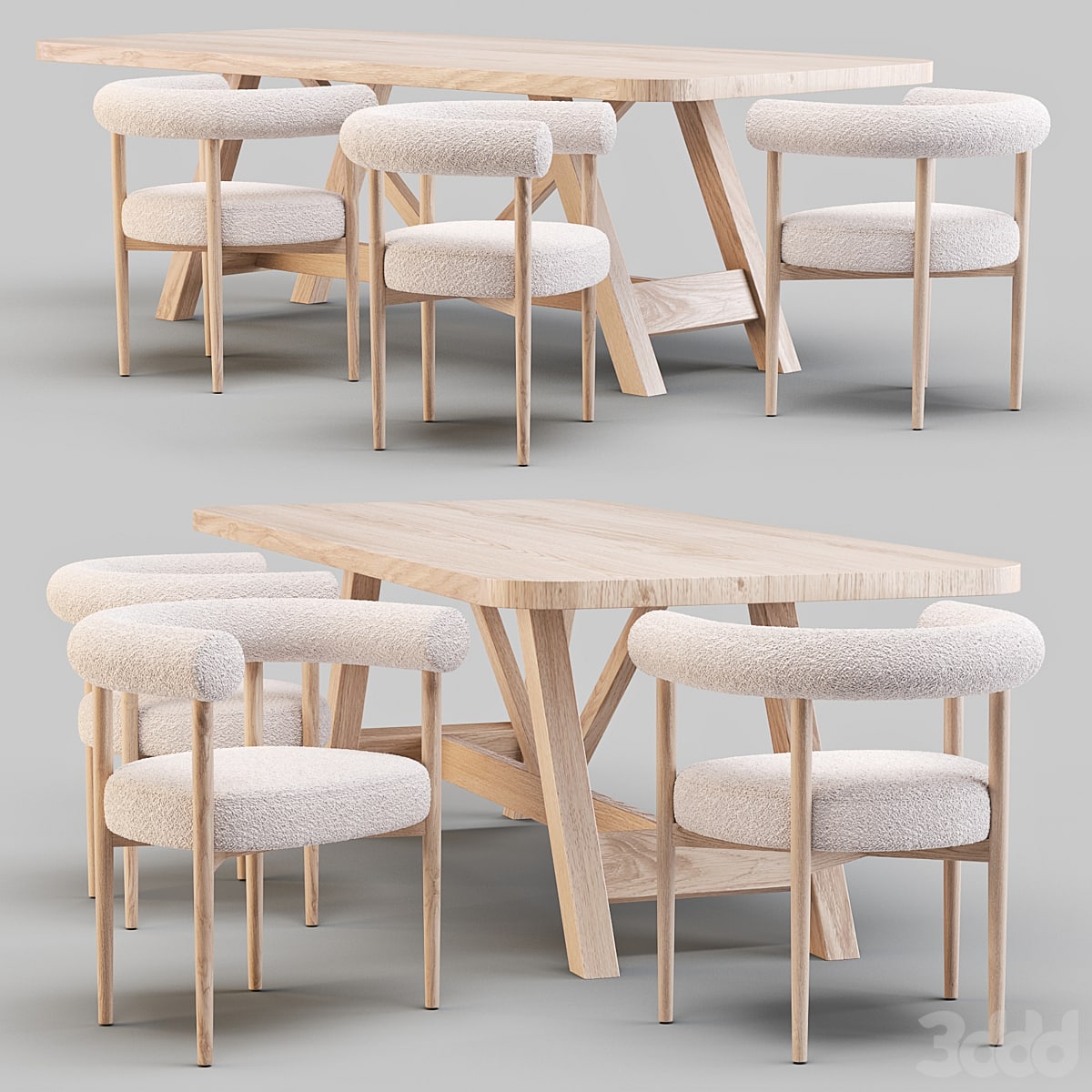 Dining Set: Crate and Barrel (Aya Table and Mazz Boucle Chair)