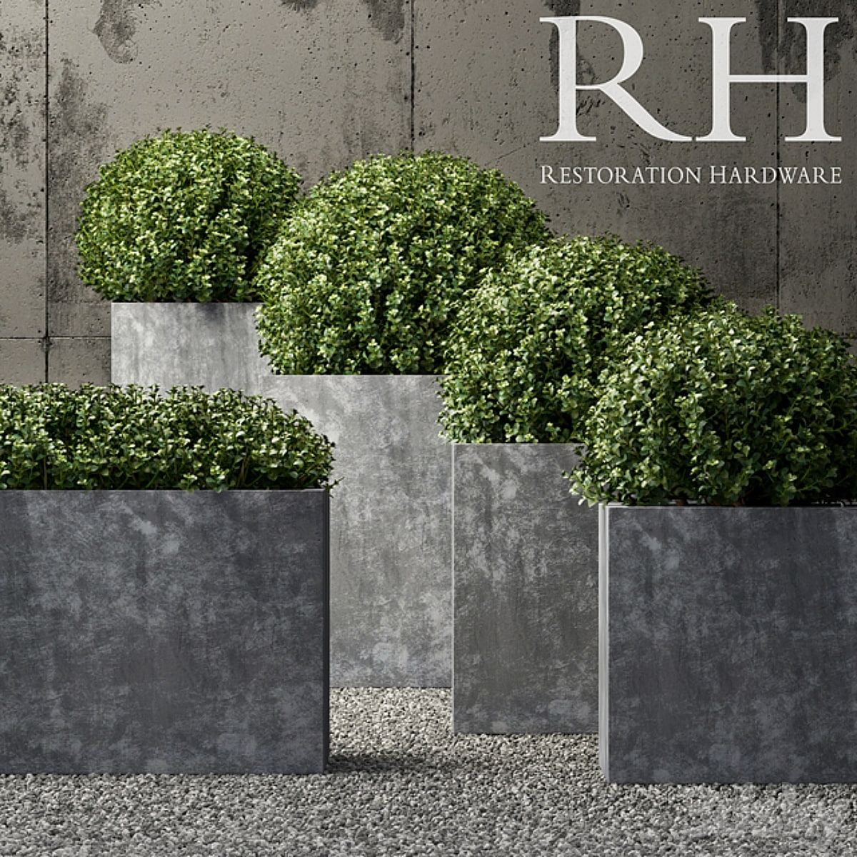 Restoration Hardware estate zinc square planters , , , , , , ,
