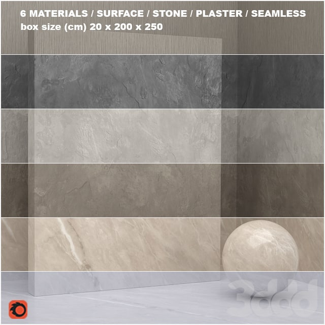6 materials (seamless) - stone, plaster - set 22