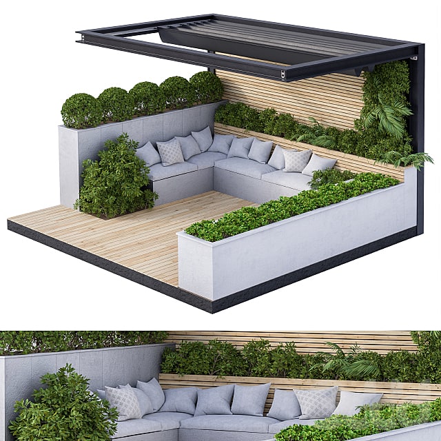 Roof Garden and Landscape Furniture with Pergola 02
