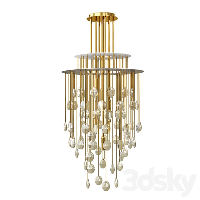 Hailee Med Chandelier in Natural Brass with Crystal