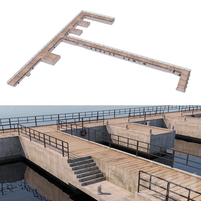 Marina for boats Pier model