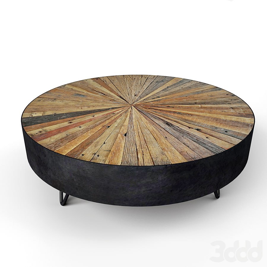 Salvaged Round Pinwheel Coffee Table