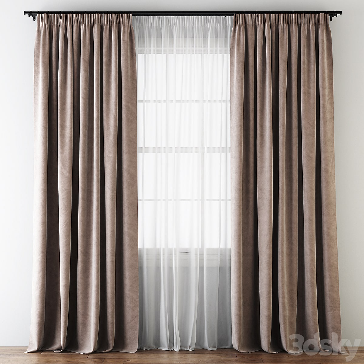 Draped Velvet Tape Curtains with Tulle