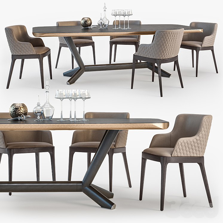 Cattelan Italia Planer table Magda armchair set01