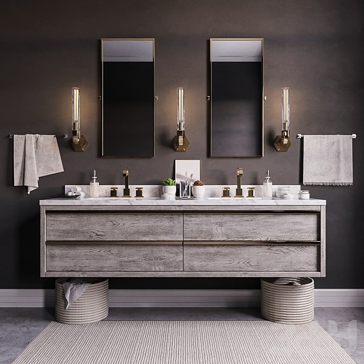 Bezier double floating vanity RH