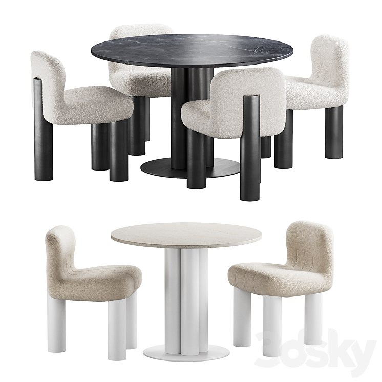 437 dinning set 05 Arflex Goya table with Arflex Botolo armchair