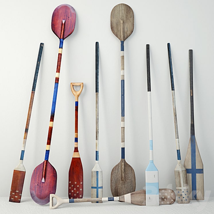 Vintage Wooden Paddles and Oars Jeffan
