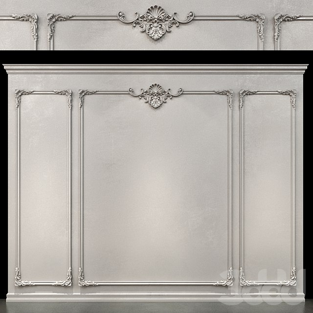 Wall molding 01. Boiserie classic panels