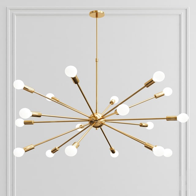 Modern Polished Brass Sputnik Chandelier