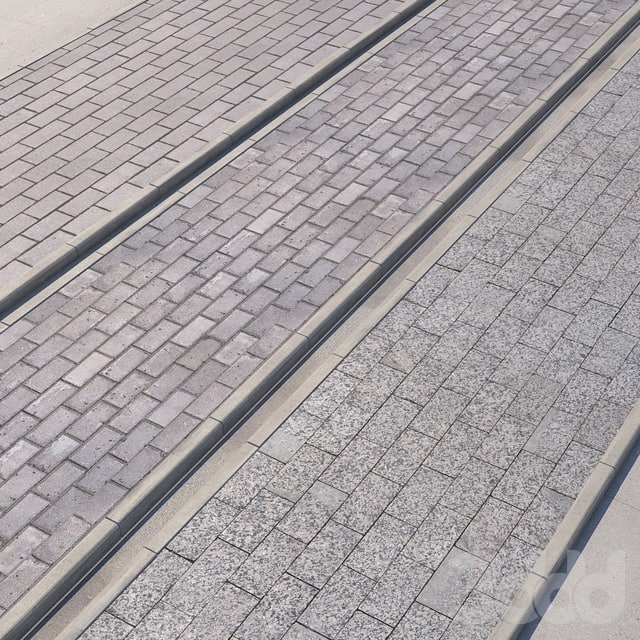 3 variants of pavement with road set_4