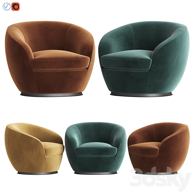 Luxury Italian Designer Velvet Swivel Armchair
