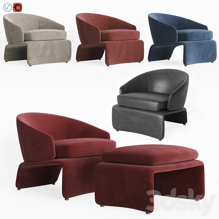 Halley Armchair & Ottoman Set Minotti