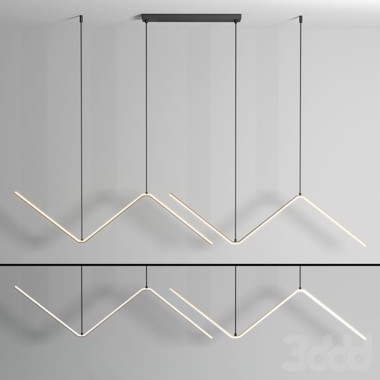 Minimalist aluminum zigzag pendant lamp for dining room ceiling lamp in black