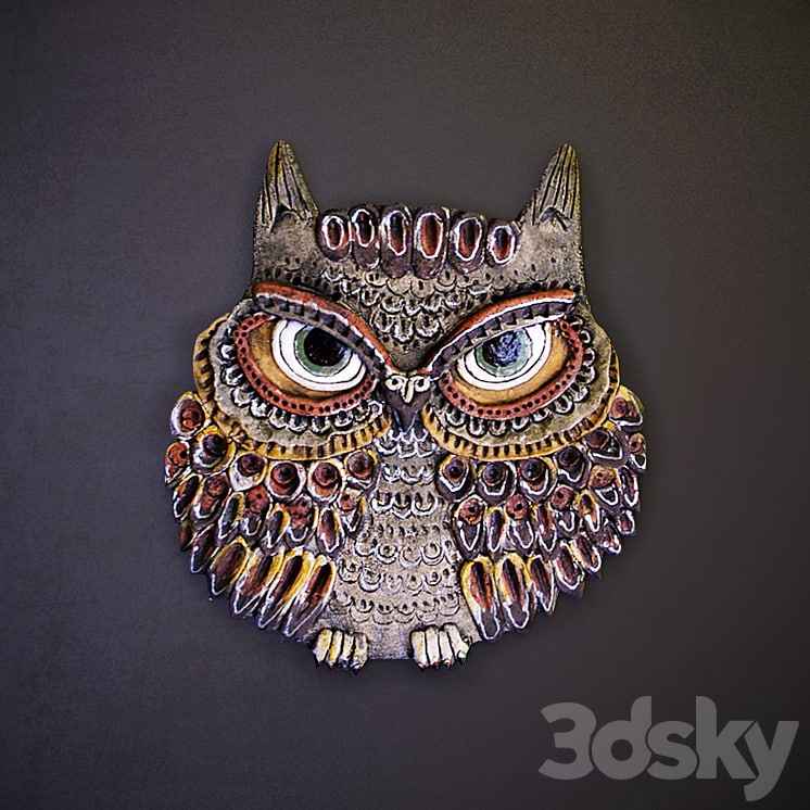 Ceramic panel "Owl" (3 pieces)