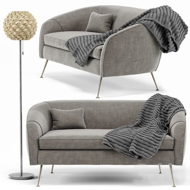 Stella Mid-Century loveseat, Urchin wicker floor lamp