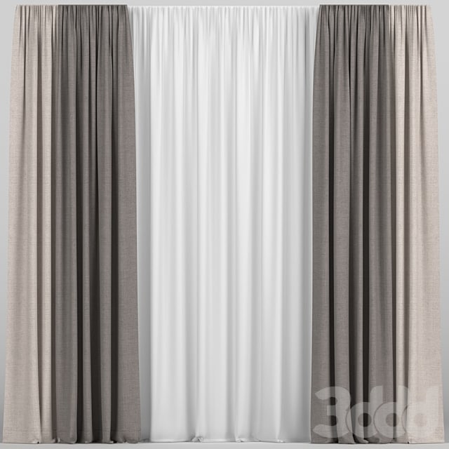 Curtains in two colors with tulle