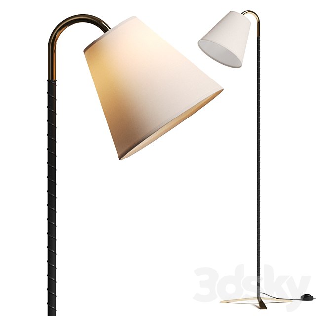 CB2 Exclusive Barnes Brass And Black Leather Floor Lamp