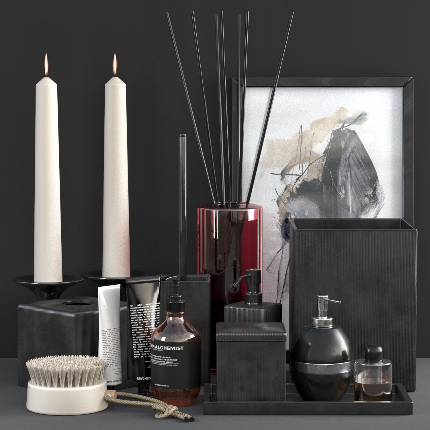 Parello Pleated Black Bath accessories