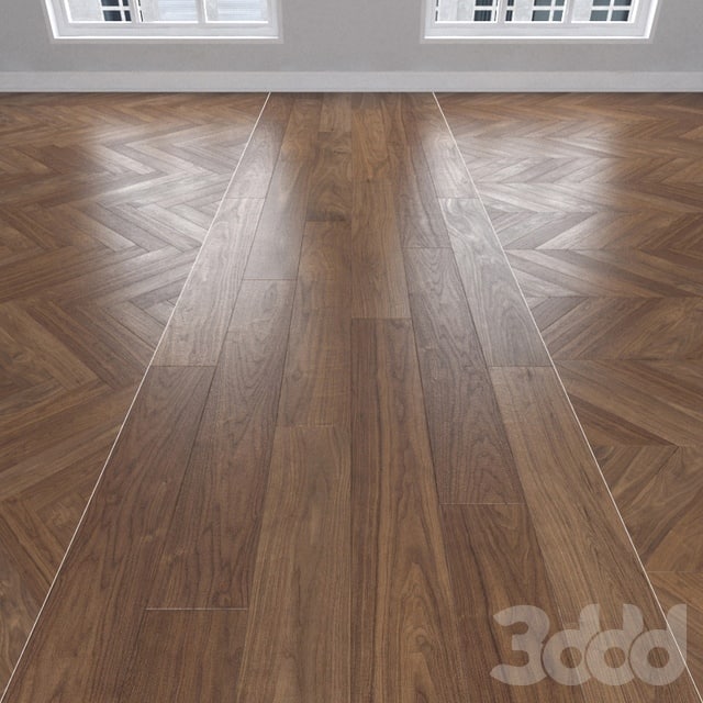 Parquet American walnut, 3 types. Herringbone, linear, chevron.
