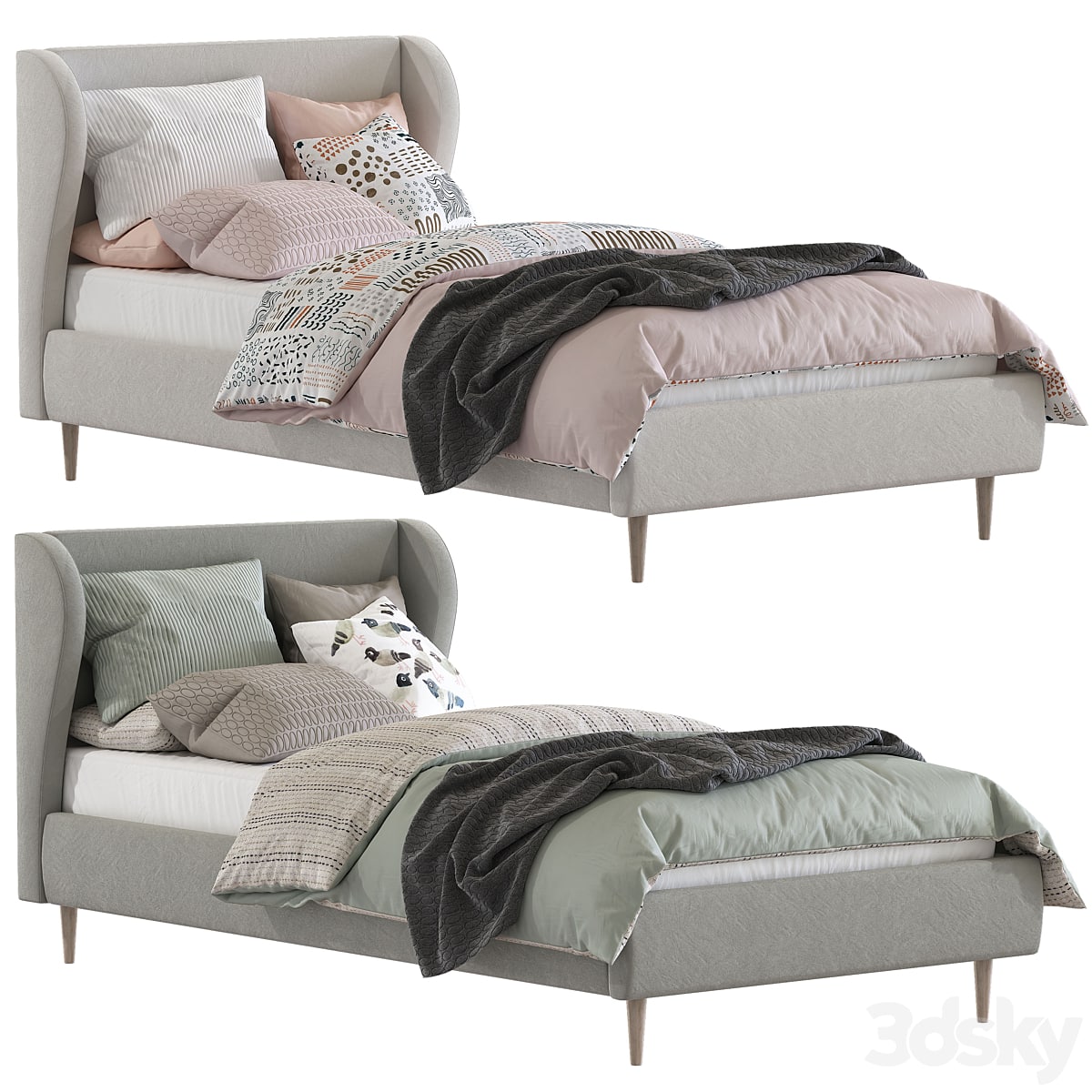 Bed Wren Wingback Upholstered Bed