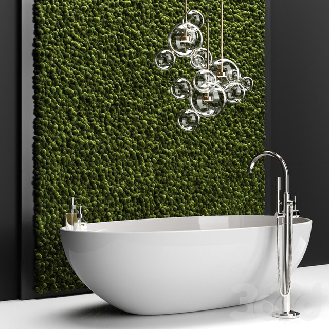 Bathroom set with moss