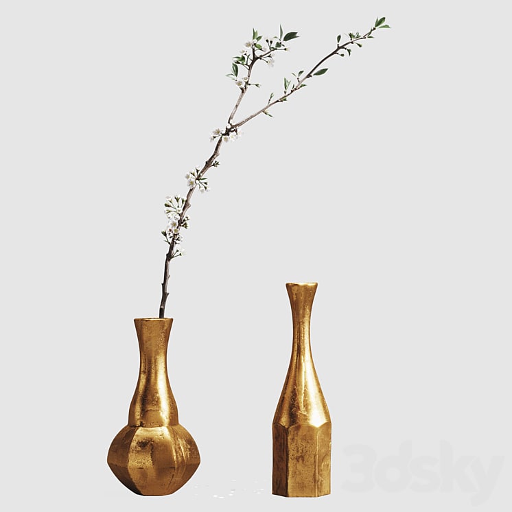 Aluminum vases with cherry branch by ZARA HOME