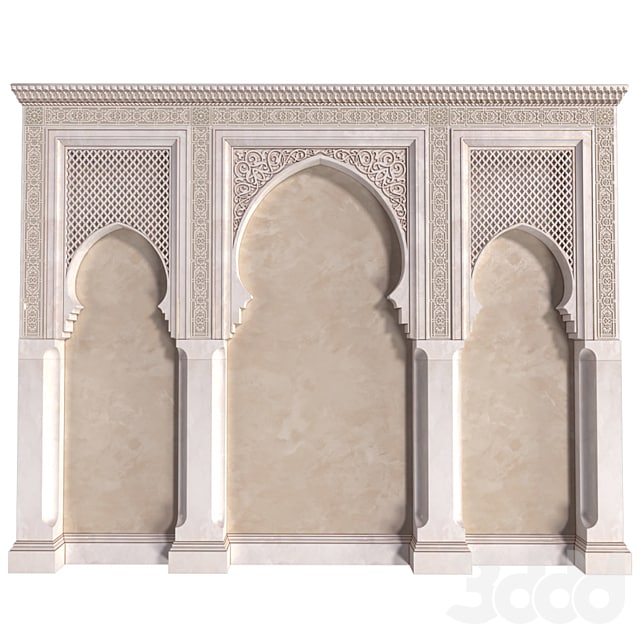 Arch in oriental style. Arab decorative wall. Arabic wall.Oriental Wall paneling