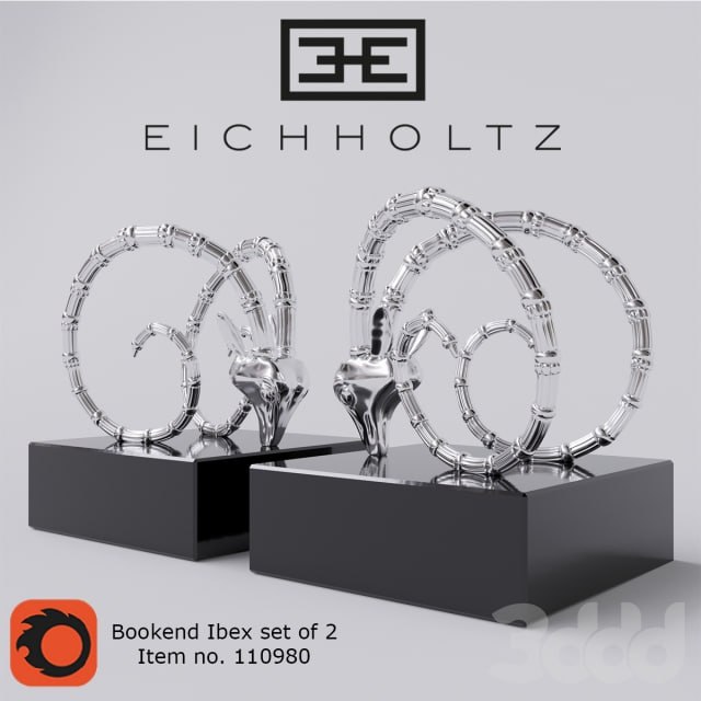 Book holder EICHHOLTZ. Bookend Ibex nickel finish set of 2 Decoration/ other decorative objects