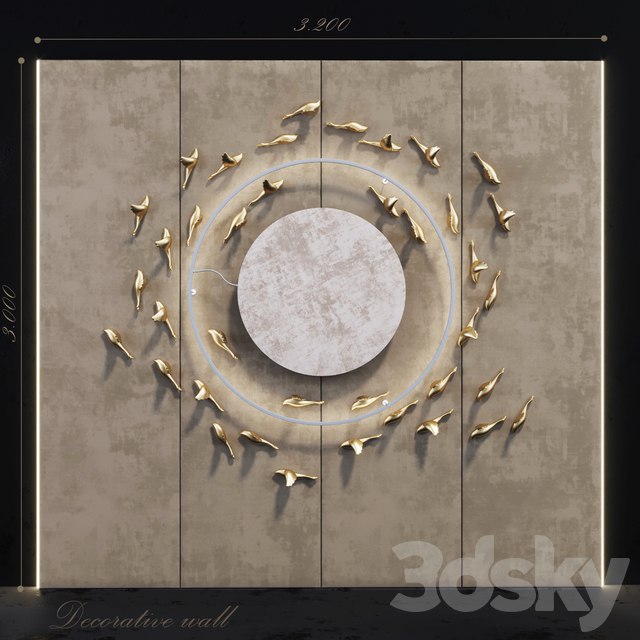 Decorative panel_Birds Gold 6