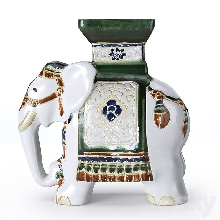 Ceramic Elephant Garden Stool