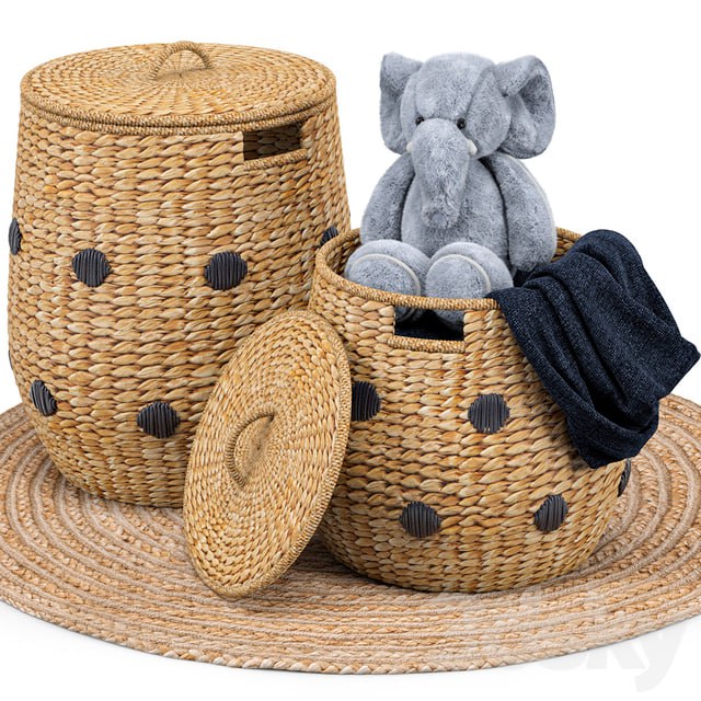 Dot Basket, Kairo Jute Rug, Elephant Toy
