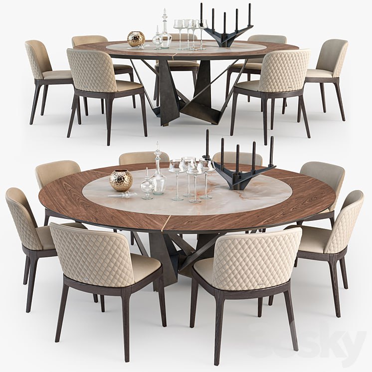 Cattelan Italia Skorpio round table Magda chair set