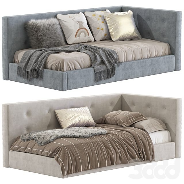 Cushy Upholstered Platform Corner Bed 2