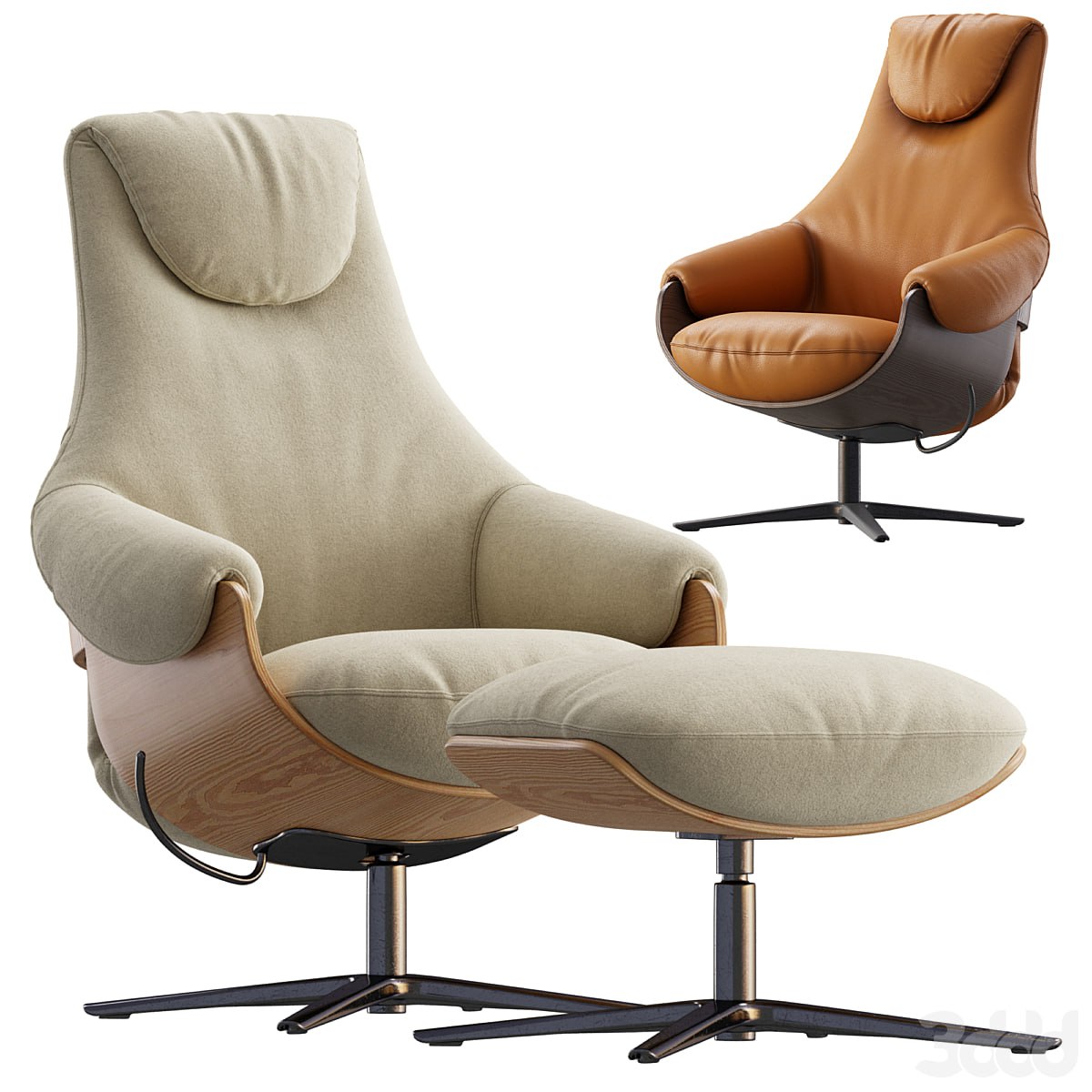 Leolux LXR10 armchair and footstoll