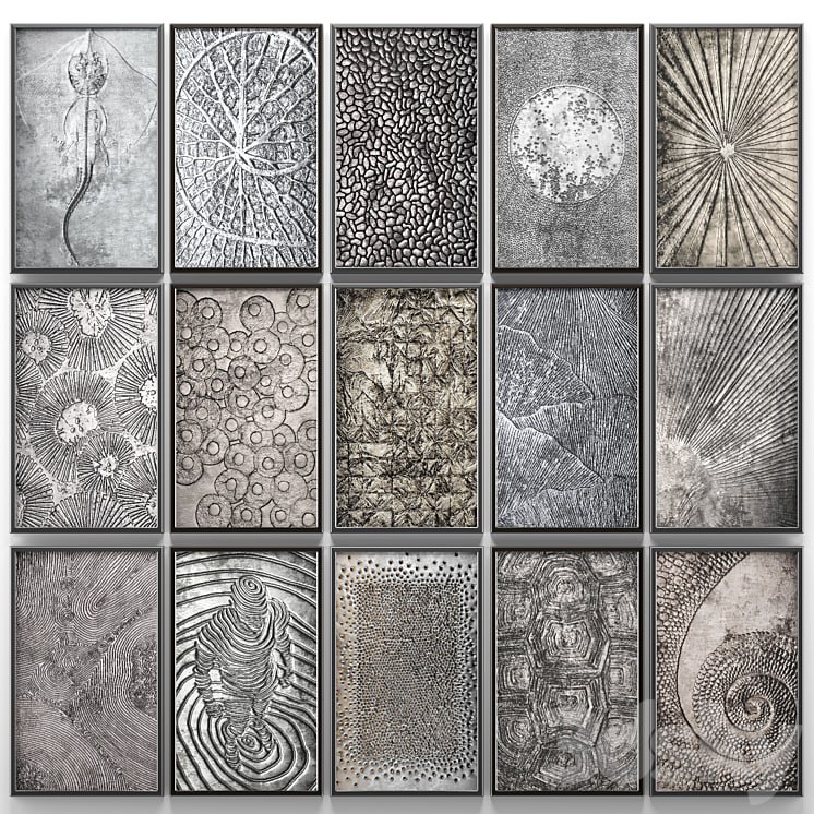 A collection of paintings. modern art. eleven, wall decor, a set of paintings, luxury, metal, set, decorative, abstraction, pattern, loft, industrial style