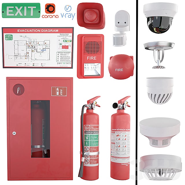 Security and fire alarms Fire extinguishers and sensors
