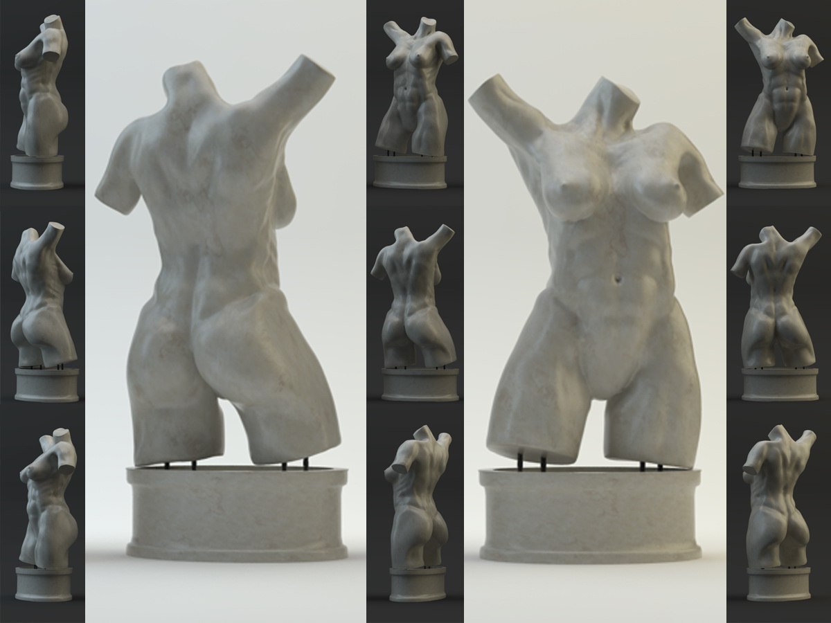 Female torso sculpture decor
